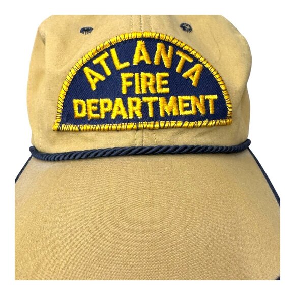 Atlanta Fire Department Vintage Baseball Cap Large Rope Rim Mustard Yellow - Picture 7 of 8